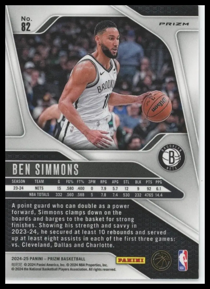 2024-25 Panini Prizm Pink Ice Ben Simmons #82 Brooklyn Nets Basketball Card NBA