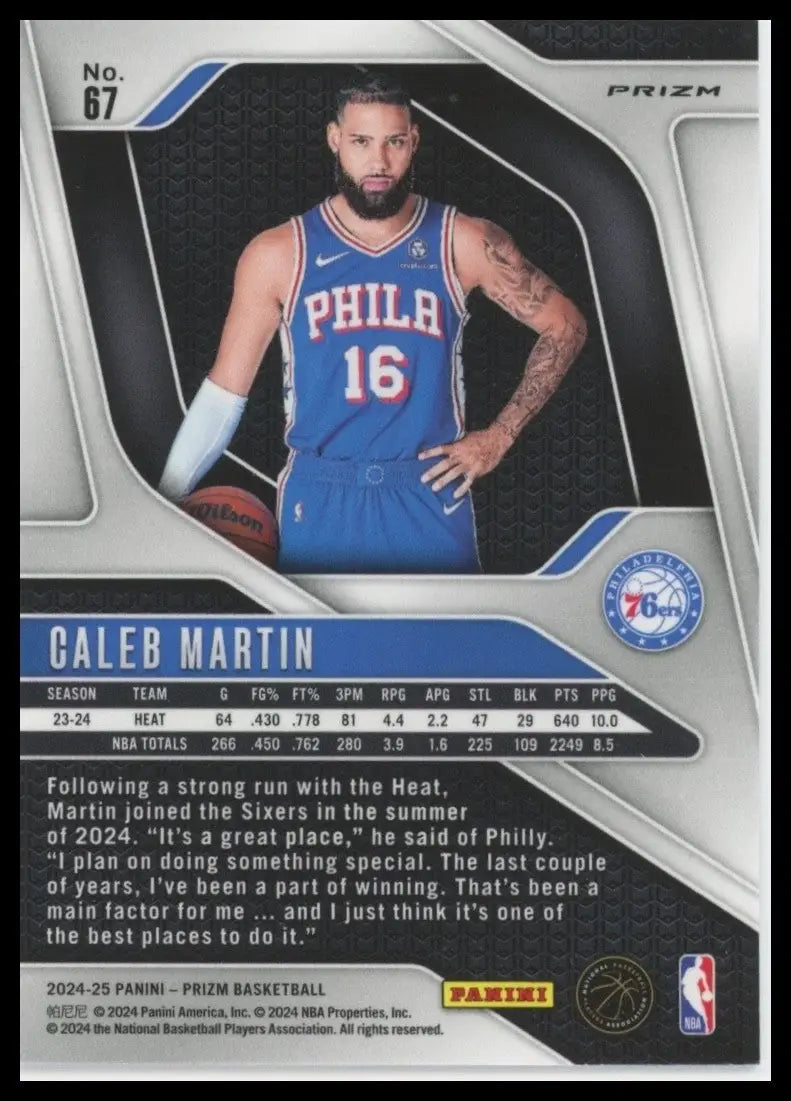 2024-25 Panini Prizm Pink Ice Caleb Martin #67 Philadelphia 76ers Basketball NBA - Basketball Card Single