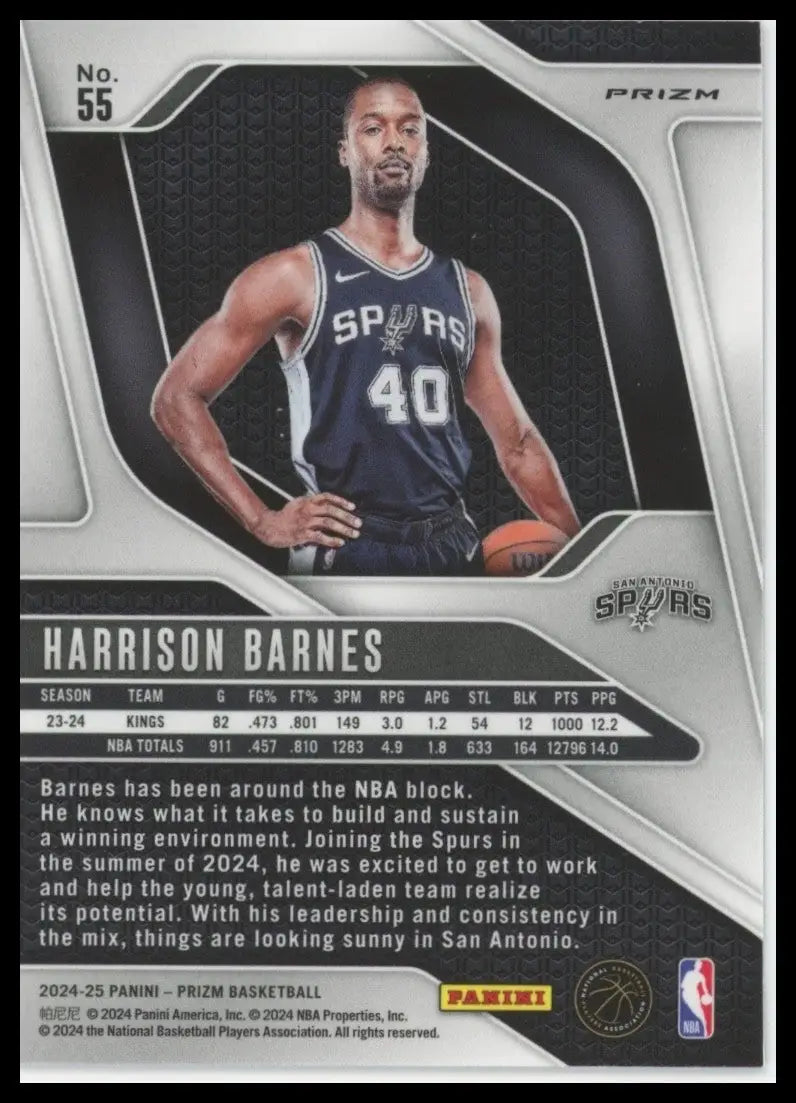 2024-25 Panini Prizm Pink Ice Harrison Barnes #55 San Antonio Spurs Basketball
