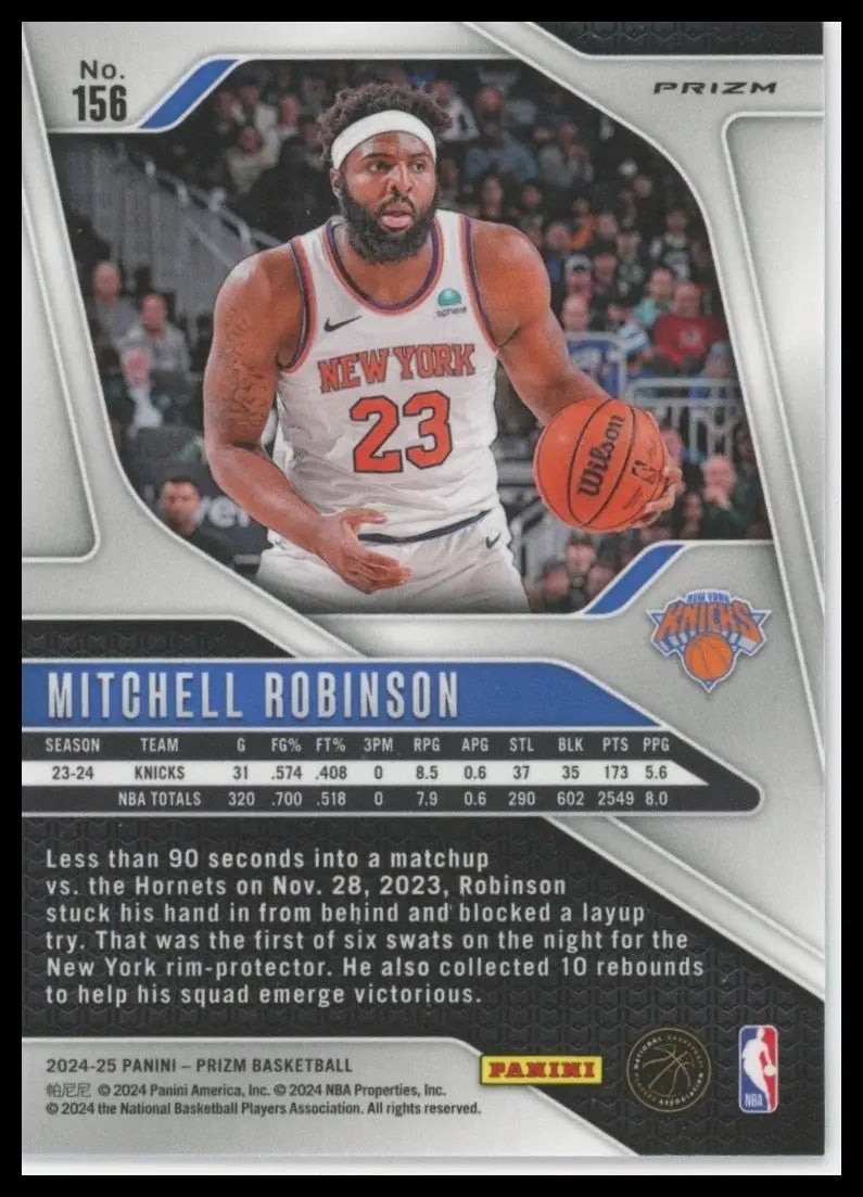 2024-25 Panini Prizm Pink Ice Mitchell Robinson #156 New York Knicks Basketball