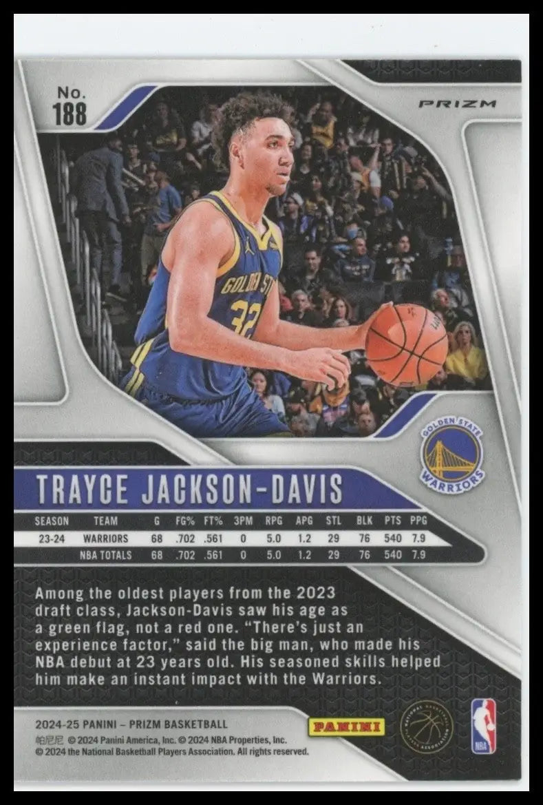 2024-25 Panini Prizm Pink Ice Trayce Jackson Davis #188 Golden State Warriors