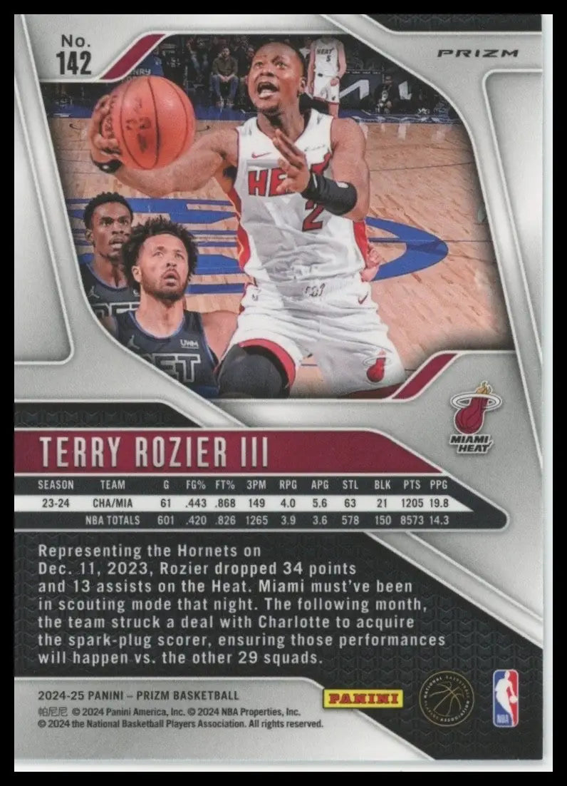 2024-25 Panini Prizm Silver Terry Rozier #142 Miami Heat Basketball Card NBA