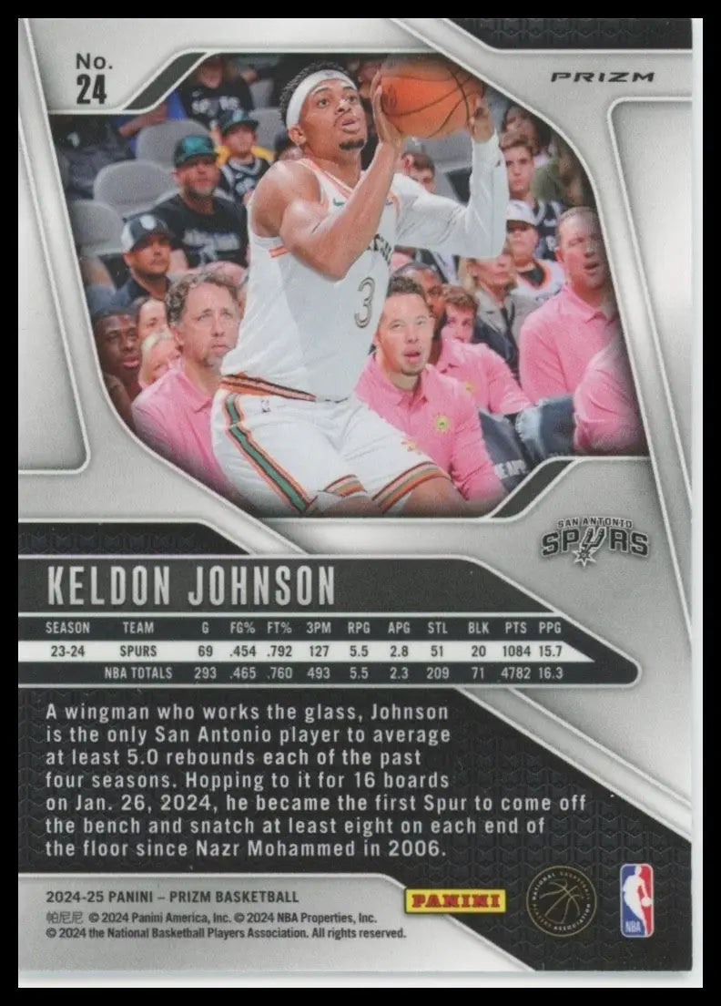 2024-25 Panini Prizm Sliver Keldon Johnson #24 San Antonio Spurs Basketball Card