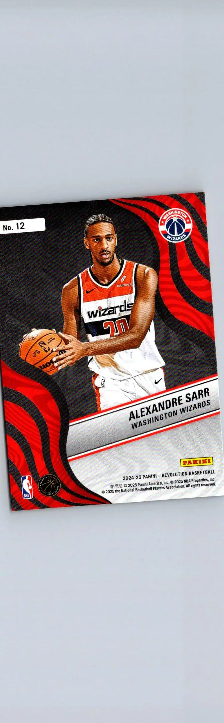 Basketball trading card of Alexandre Sarr Vortex from Panini Revolution 2024-25