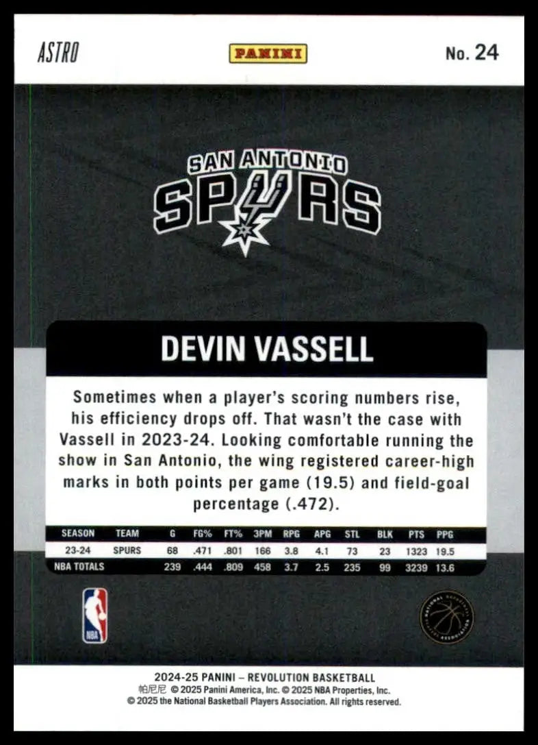 2024-25 Panini Revolution Astro Devin Vassell #24 San Antonio Spurs Basketball - Basketball Card Single