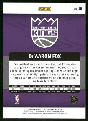 2024-25 Panini Revolution De’Aaron Fox #19 Basketball - Basketball Card Single