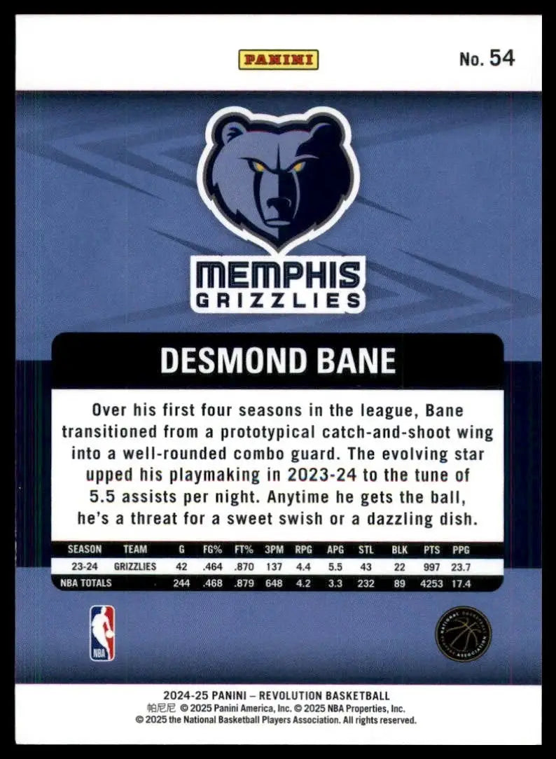 2024-25 Panini Revolution Desmond Bane #54 Memphis Grizzlies Basketball Card NBA - Basketball Card Single