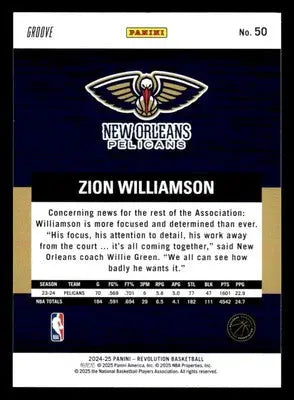 2024-25 Panini Revolution Groove #50 Zion Williamson - Basketball Card Single