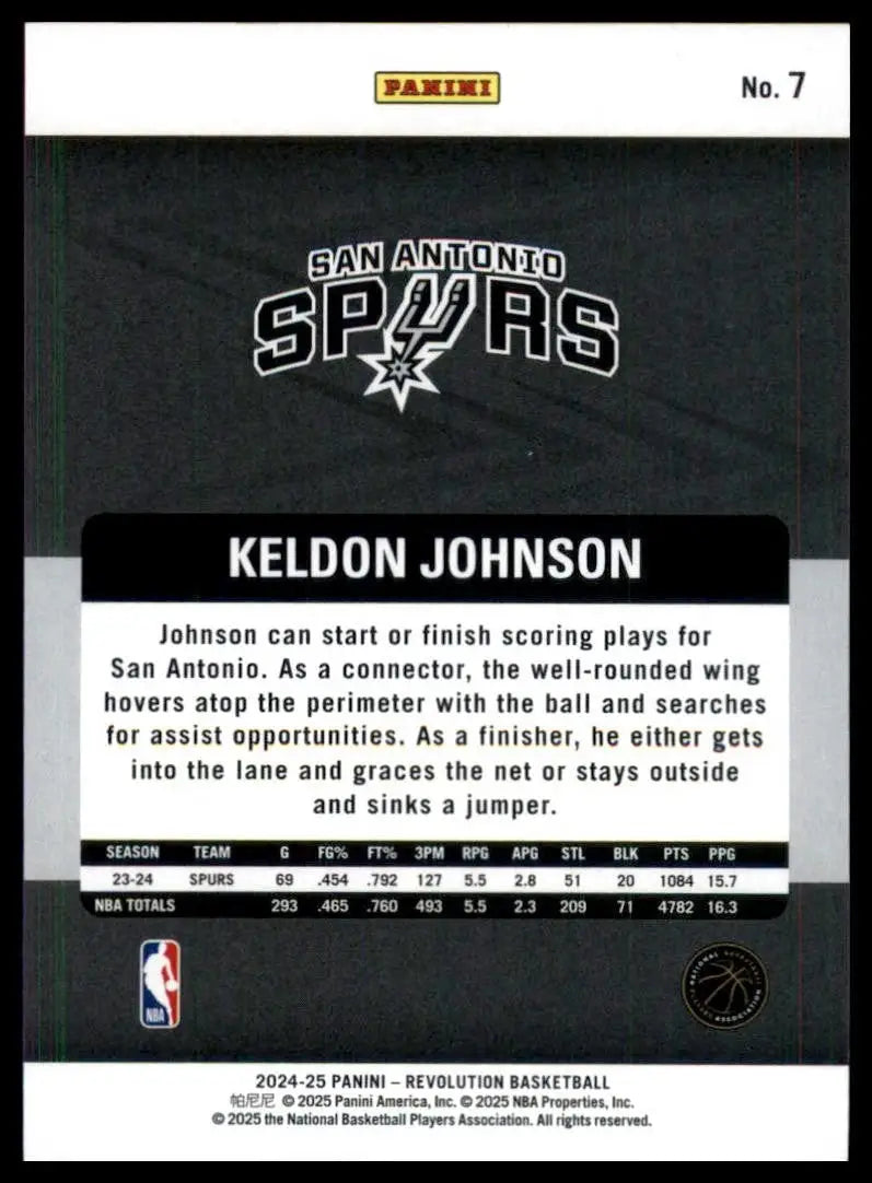 2024-25 Panini Revolution Keldon Johnson #7 San Antonio Spurs Basketball Card - Basketball Card Single
