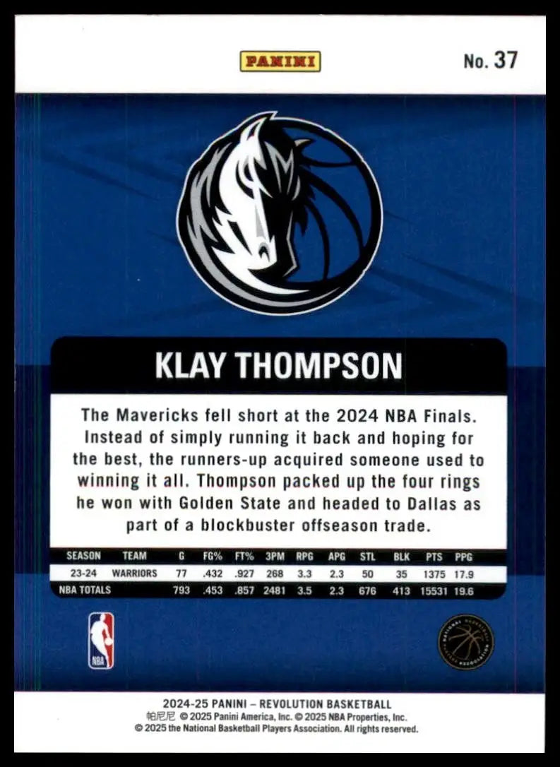 2024-25 Panini Revolution Klay Thompson #37 Golden State Warriors Basketball NBA - Basketball Card Single