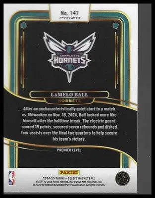 2024-25 Panini Select #147 LaMelo Ball Blue Cracked Ice Prizm - Basketball Card Single