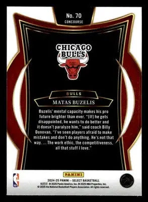 2024-25 Panini Select #70 Matas Buzelis Concourse RC Chicago Bulls - Basketball Card Single