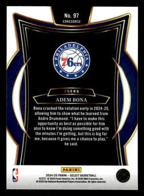 2024-25 Panini Select #97 Adem Bona Concourse Level - Basketball Card Single