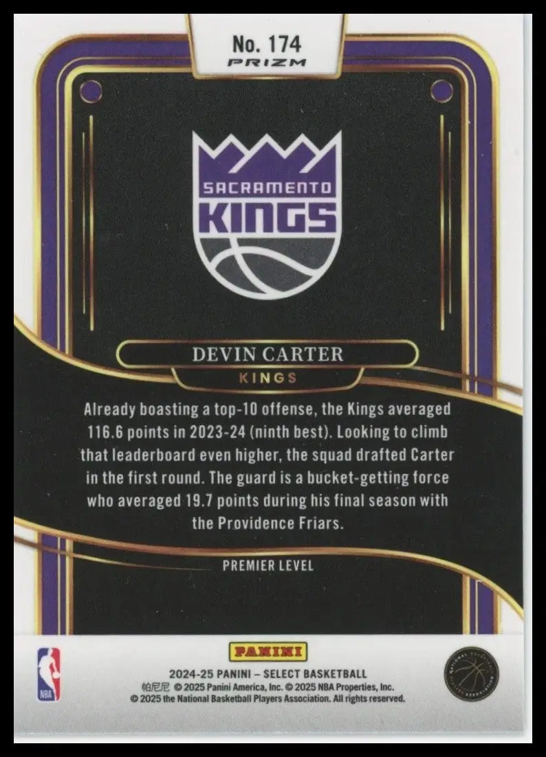2024-25 Panini Select - Premier Level Devin Carter #174 Blue Cracked Ice...