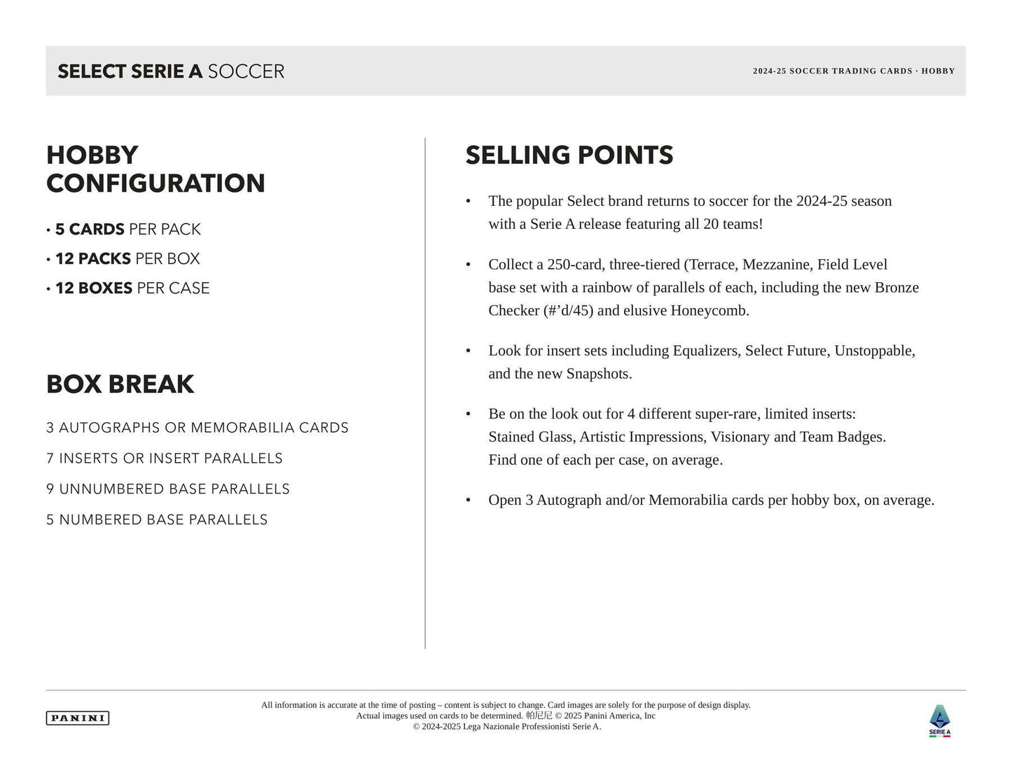 2024-25 Panini Select Serie A Soccer Hobby Box