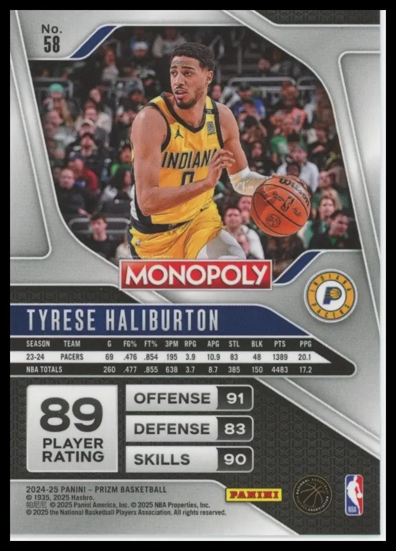 2024-25 Panini Tyrese Haliburton #58 Indiana Pacers Basketball Card NBA Sports