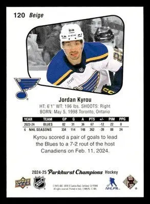 2024-25 Parkhurst Champions #120 Jordan Kyrou - Hockey Card Single