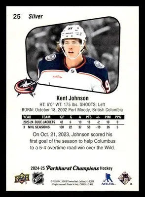 2024-25 Parkhurst Champions #25 Kent Johnson Silver - Hockey Card Single