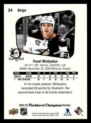 2024-25 Parkhurst Champions #34 Pavel Mintyukov - Hockey Card Single
