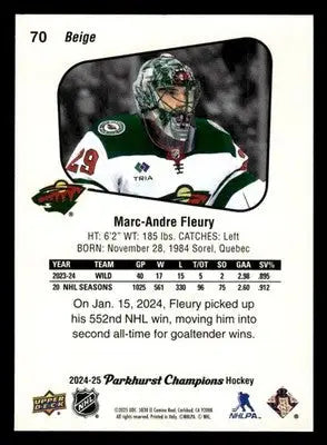 2024-25 Parkhurst Champions #70 Marc-Andre Fleury - Hockey Card Single