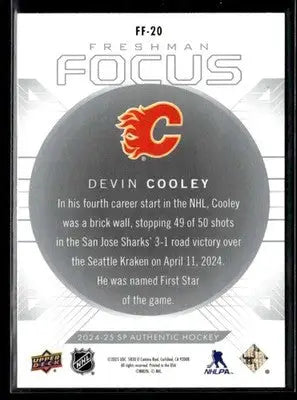2024-25 SP Authentic Devin Cooley #FF-20 Freshman Focus San Jose Sharks - Hockey Card Single