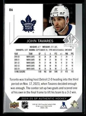 2024-25 SP Authentic John Tavares #86 Toronto Maple Leafs - Hockey Card Single