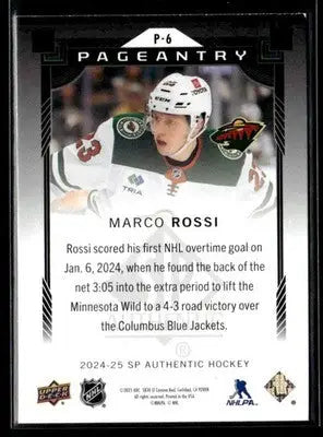 2024-25 SP Authentic Marco Rossi #P-6 Pageantry Minnesota Wild - Hockey Card Single