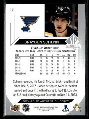 2024-25 SP Brayden Schenn #19 St. Louis Blues - Hockey Card Single