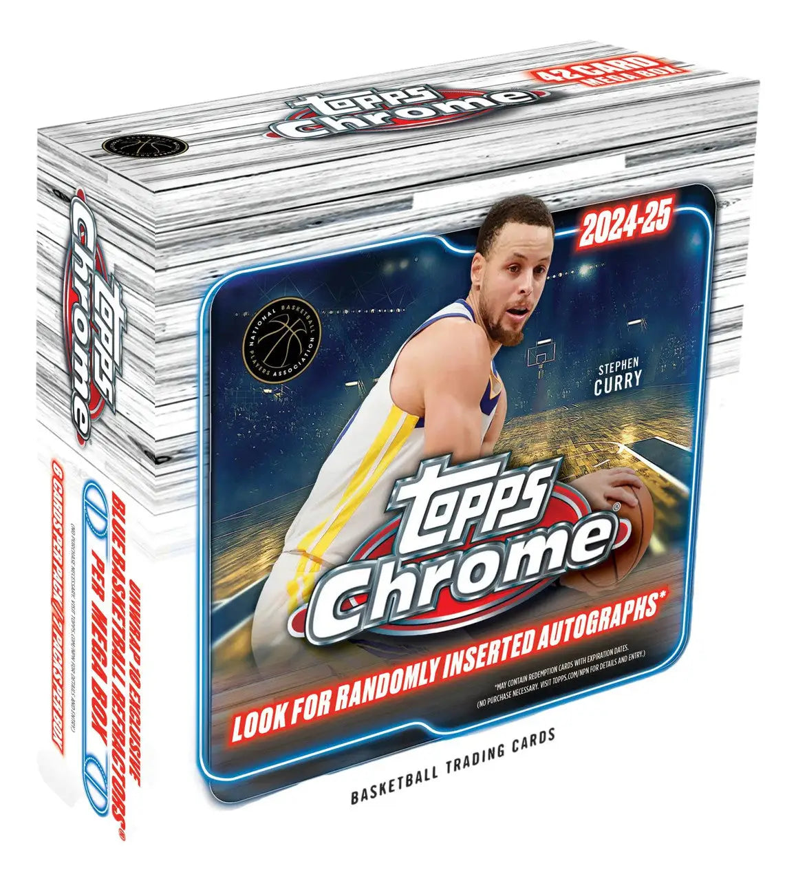 2024-25 Topps Chrome Basketball Mega Box with Stephen Curry trading card display