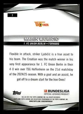 2024-25 Topps Chrome Bundesliga #7 Marin Ljubičić - Soccer Card Single