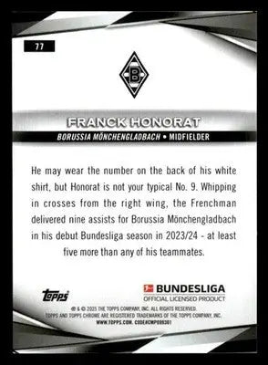 2024-25 Topps Chrome Bundesliga #77 Franck Honorat - Soccer Card Single