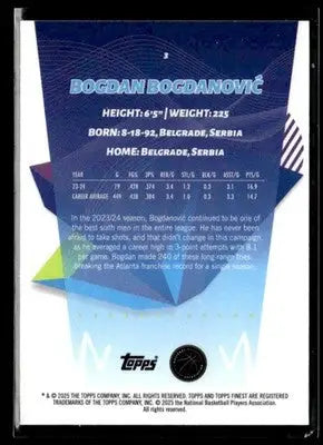 2024-25 Topps Finest #3 Bogdan Bogdanovic Base Los Angeles Clippers - Basketball Card Single