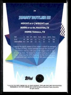 2024-25 Topps Finest #54 Jimmy Butler III - Basketball Card Single