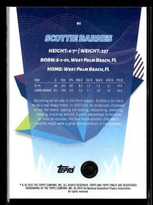 2024-25 Topps Finest #91 Scottie Barnes - Basketball Card Single