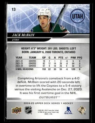 2024-25 Upper Deck #13 Jack McBain Outburst Silver - Hockey Card Single