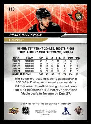 2024-25 Upper Deck #133 Drake Batherson - Hockey Card Single