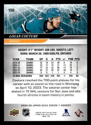 2024-25 Upper Deck #150 Logan Couture - Hockey Card Single