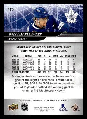 2024-25 Upper Deck #170 William Nylander - Hockey Card Single