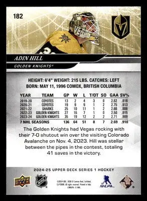 2024-25 Upper Deck #182 Adin Hill - Hockey Card Single