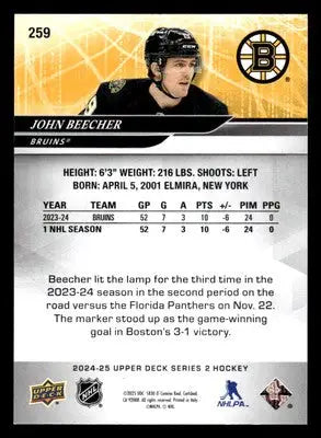 2024-25 Upper Deck #259 John Beecher - Hockey Card Single