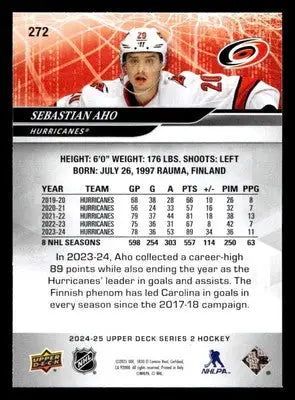 2024-25 Upper Deck #272 Sebastian Aho - Hockey Card Single