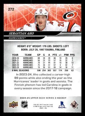 2024-25 Upper Deck #272 Sebastian Aho - Hockey Card Single