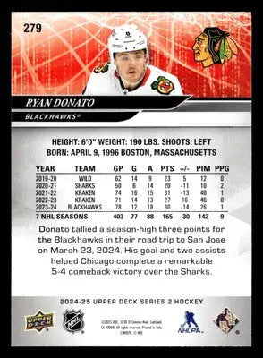 2024-25 Upper Deck #279 Ryan Donato - Hockey Card Single