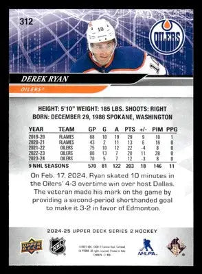 2024-25 Upper Deck #312 Derek Ryan - Hockey Card Single