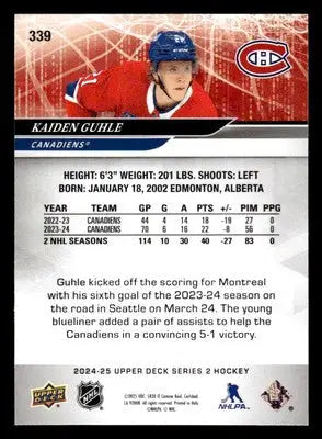 2024-25 Upper Deck #339 Kaiden Guhle - Hockey Card Single