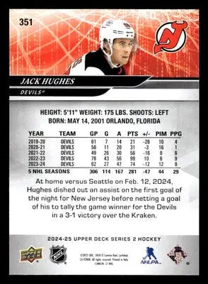2024-25 Upper Deck #351 Jack Hughes - Hockey Card Single