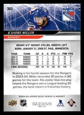 2024-25 Upper Deck #362 K’Andre Miller - Hockey Card Single
