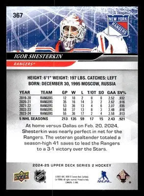 2024-25 Upper Deck #367 Igor Shesterkin - Hockey Card Single