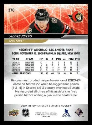 2024-25 Upper Deck #370 Shane Pinto - Hockey Card Single