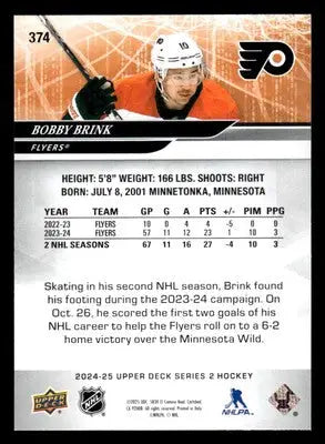 2024-25 Upper Deck #374 Bobby Brink - Hockey Card Single